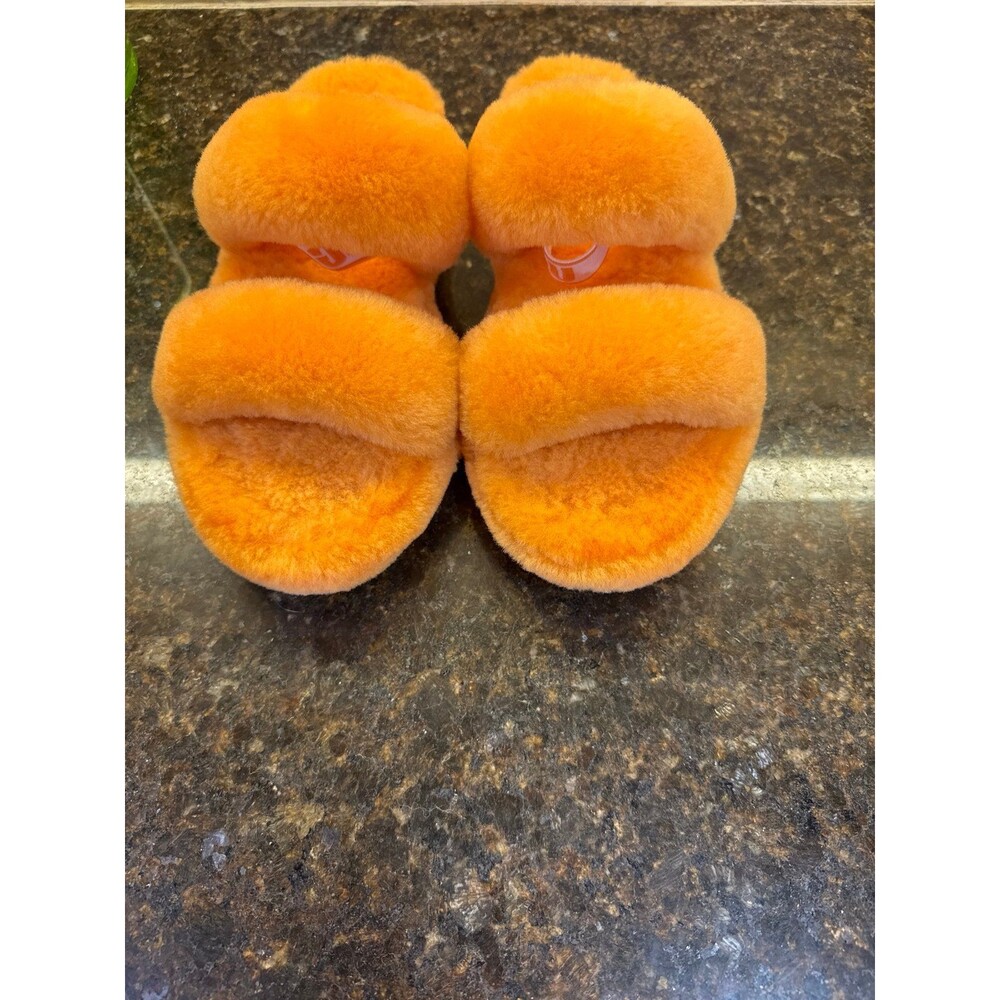 UGG Oh Yeah Sandals Slippers Vibrant Margarita Orange Sheepskin Size 8 EUC - Picture 6 of 12